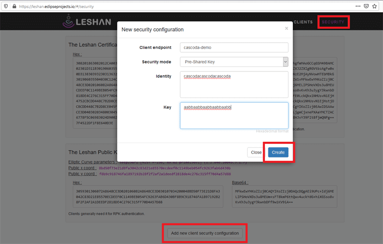 Leshan Client Configuration